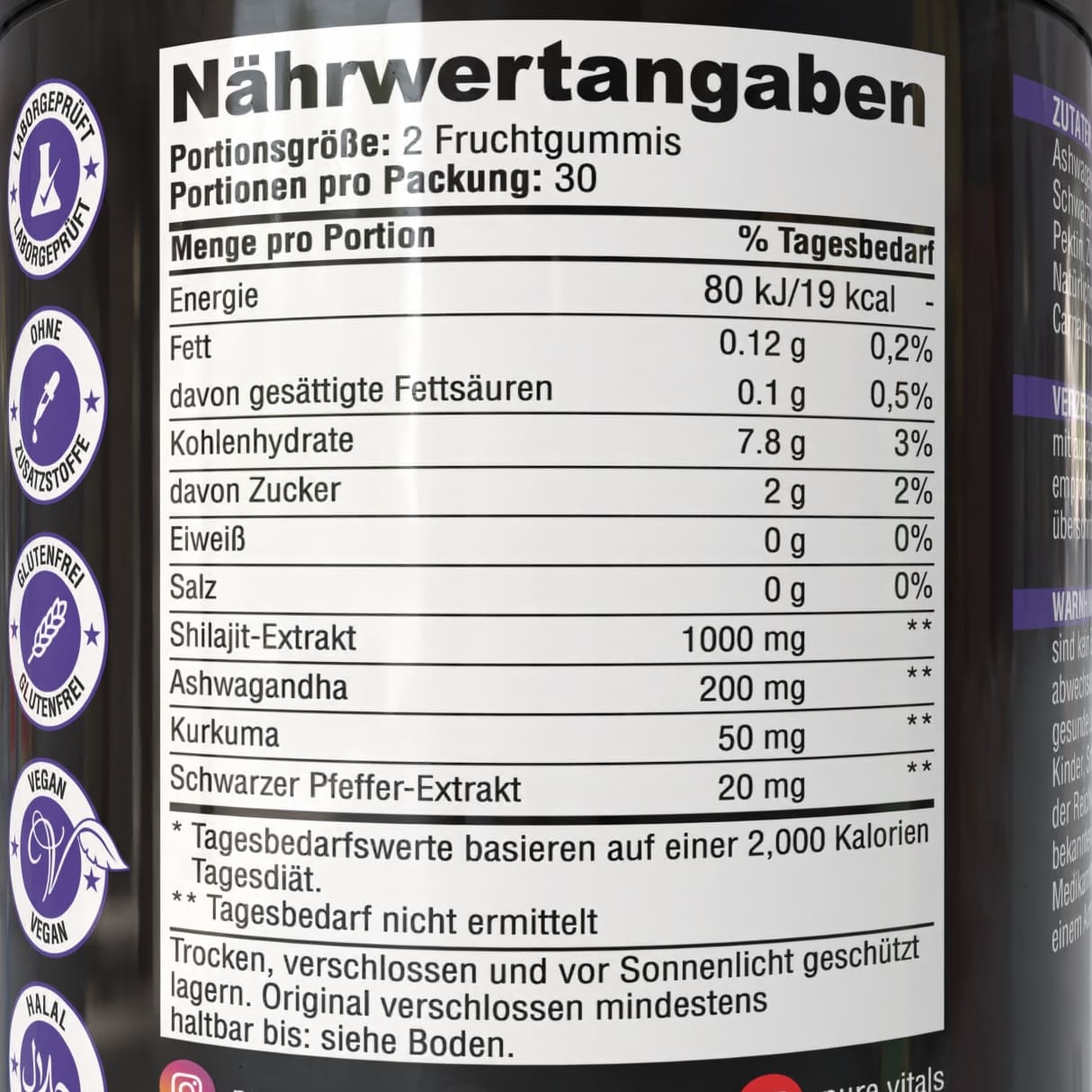 PureVitals Shilajit Power Gummies - Natürliches Supplement für Energie & Balance - PureVitals