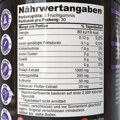 PureVitals Shilajit Power Gummies - Natürliches Supplement für Energie & Balance - PureVitals